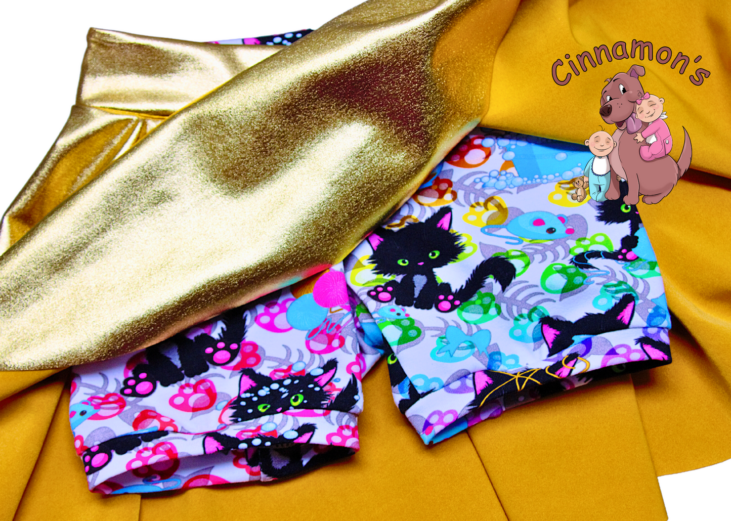 Size 2T Metallic Skort – Gold with Cats