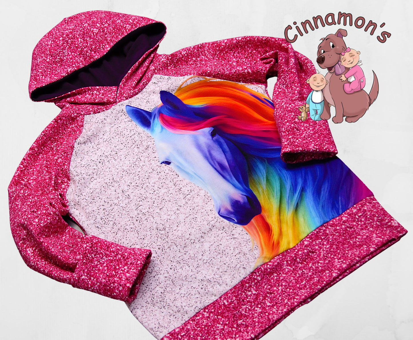 Size GWM 9/10-11/12 Rainbow Horse Hoodie