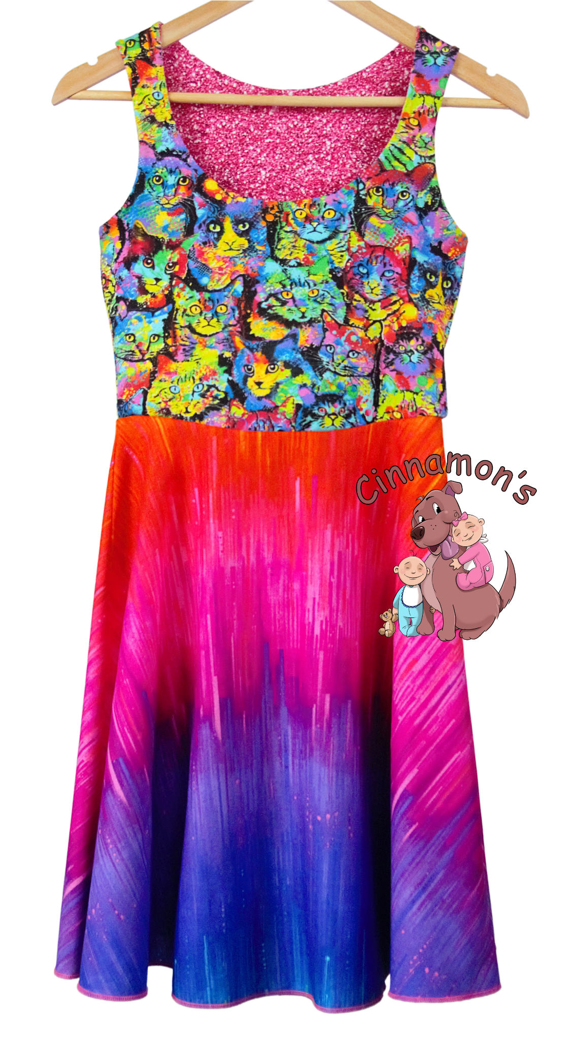 Size XS Rainbow Cat Dress (Adult/Tween Sizing)