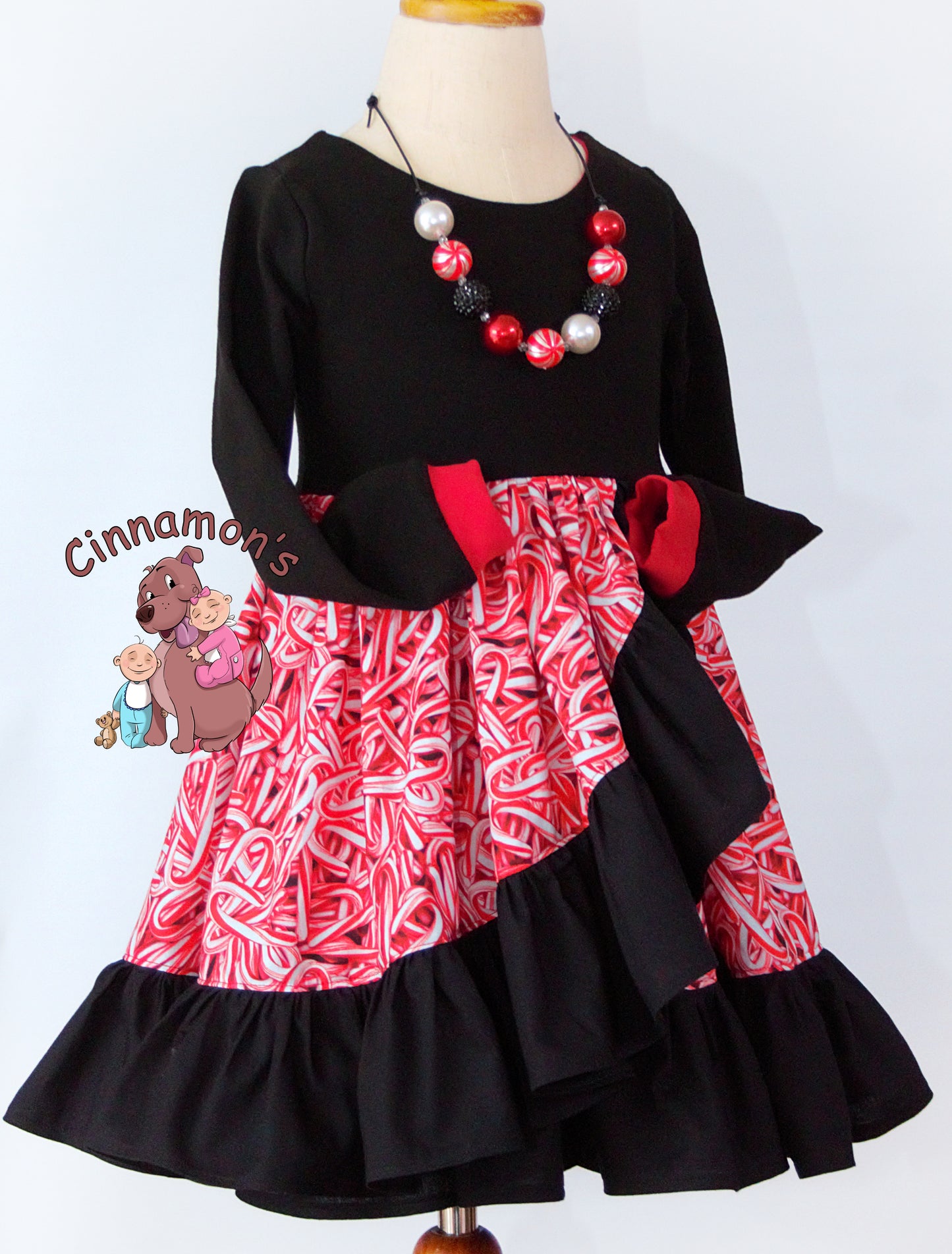 Size 4T Candy Cane Dress and Necklace Set
