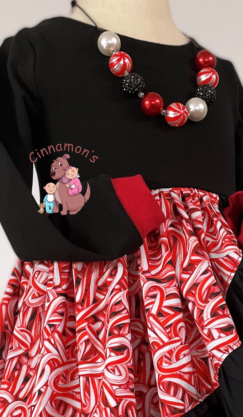 Size 4T Candy Cane Dress and Necklace Set