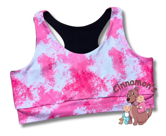 Pink Brushstroke Sports Bra