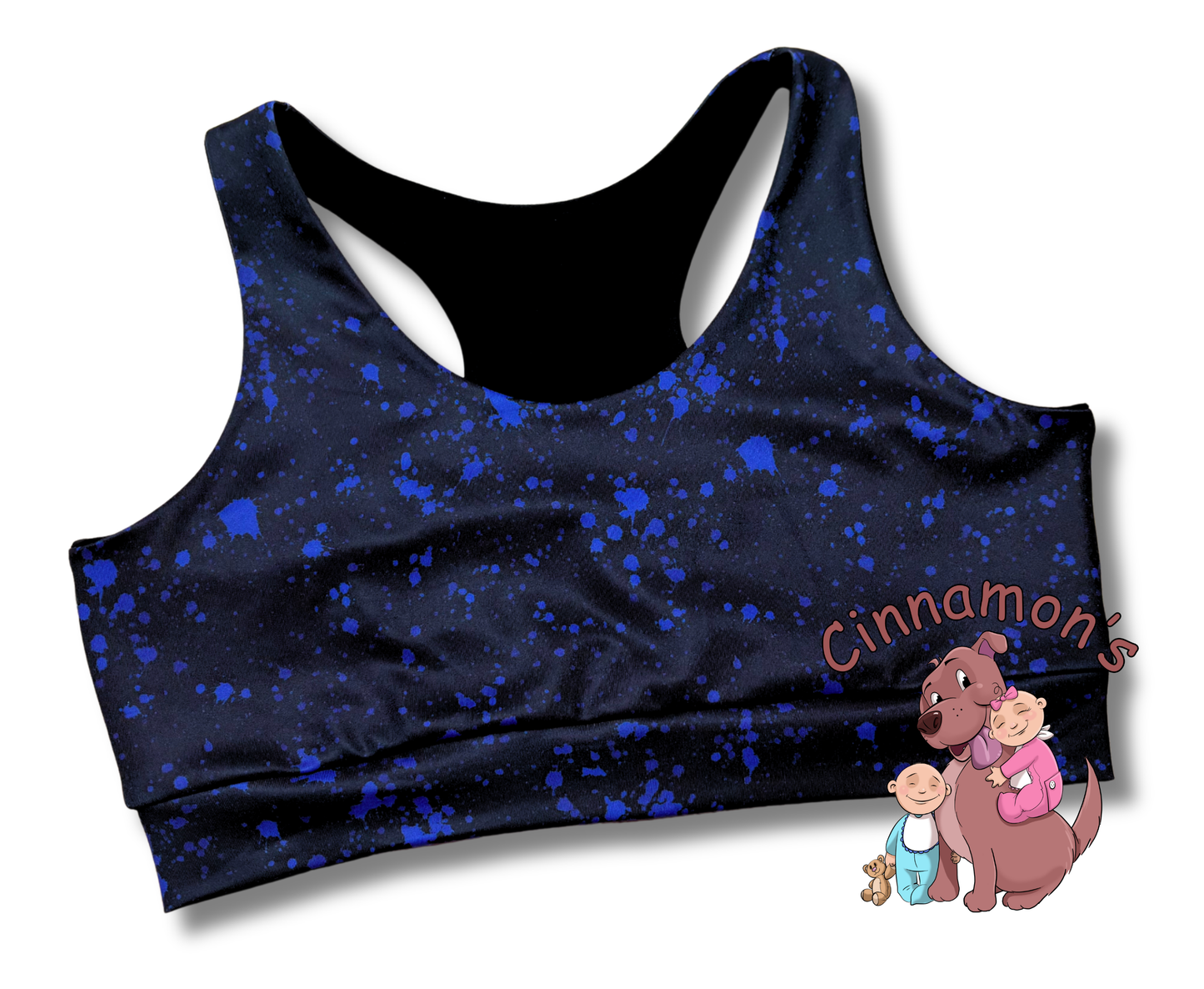 Blue Splatter Sports Bra