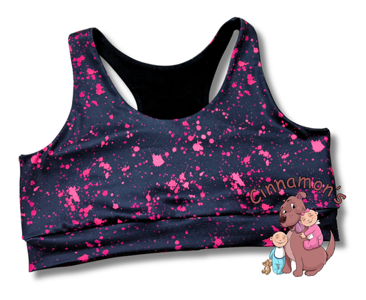 Pink Splatter Sports Bra