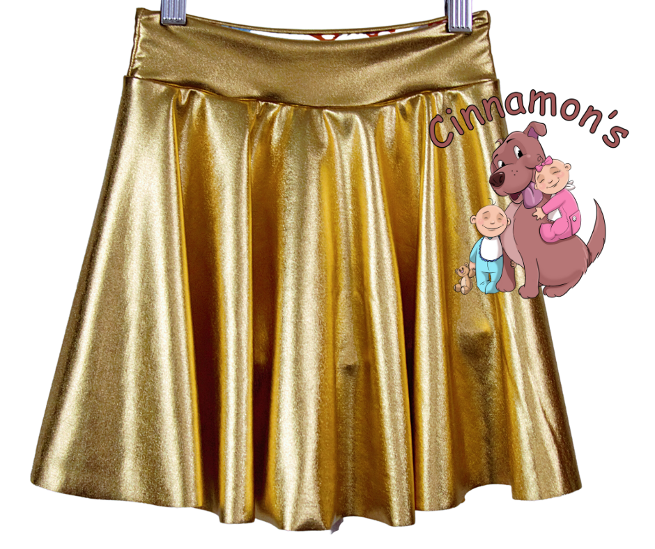 Size 2T Metallic Skort – Gold with Cats