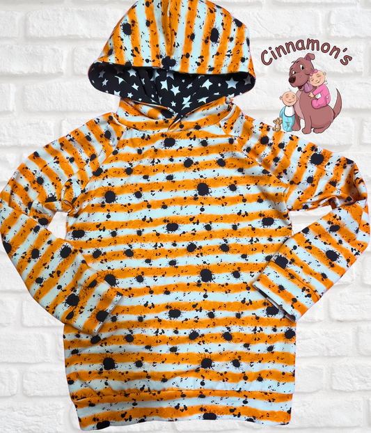 Size 7/8 Orange Striped Hoodie