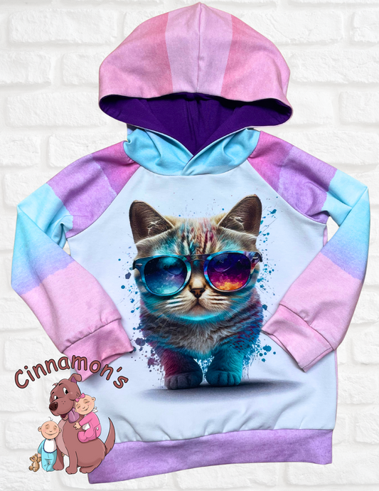 Pastel Cat Hoodie, Size 2T