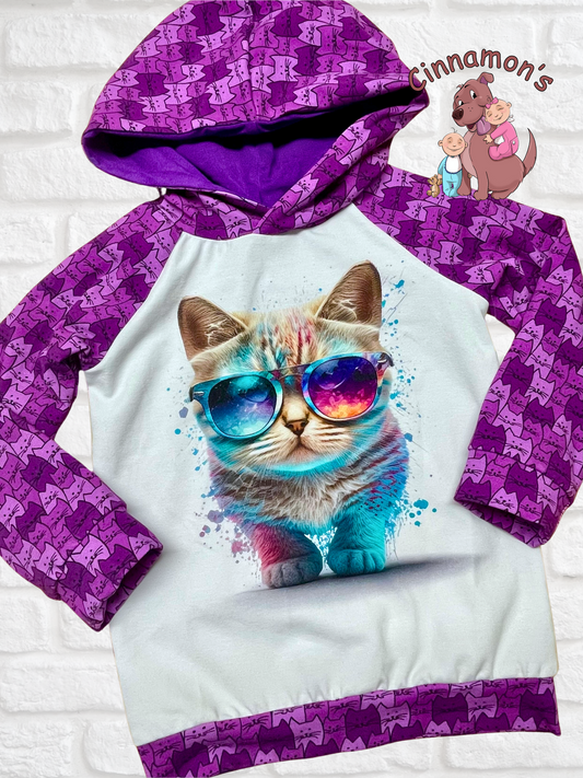Purple Cat Hoodie, Size 3T