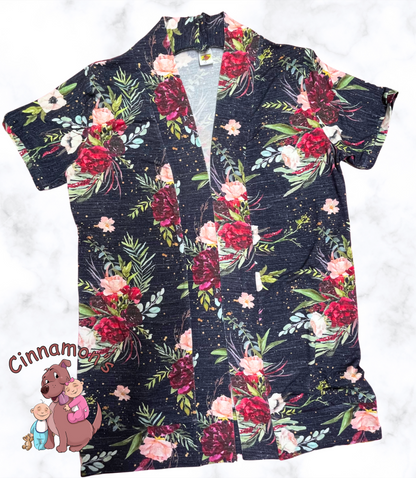 Size Adult S, Floral Short Sleeve Cardigan