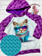 Turquoise Cat Hoodie, Size 4T