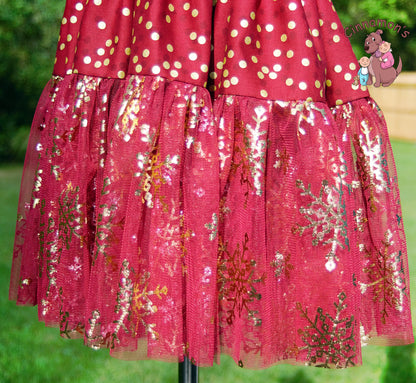 Size 4T Maroon Snowflake Tulle Dress